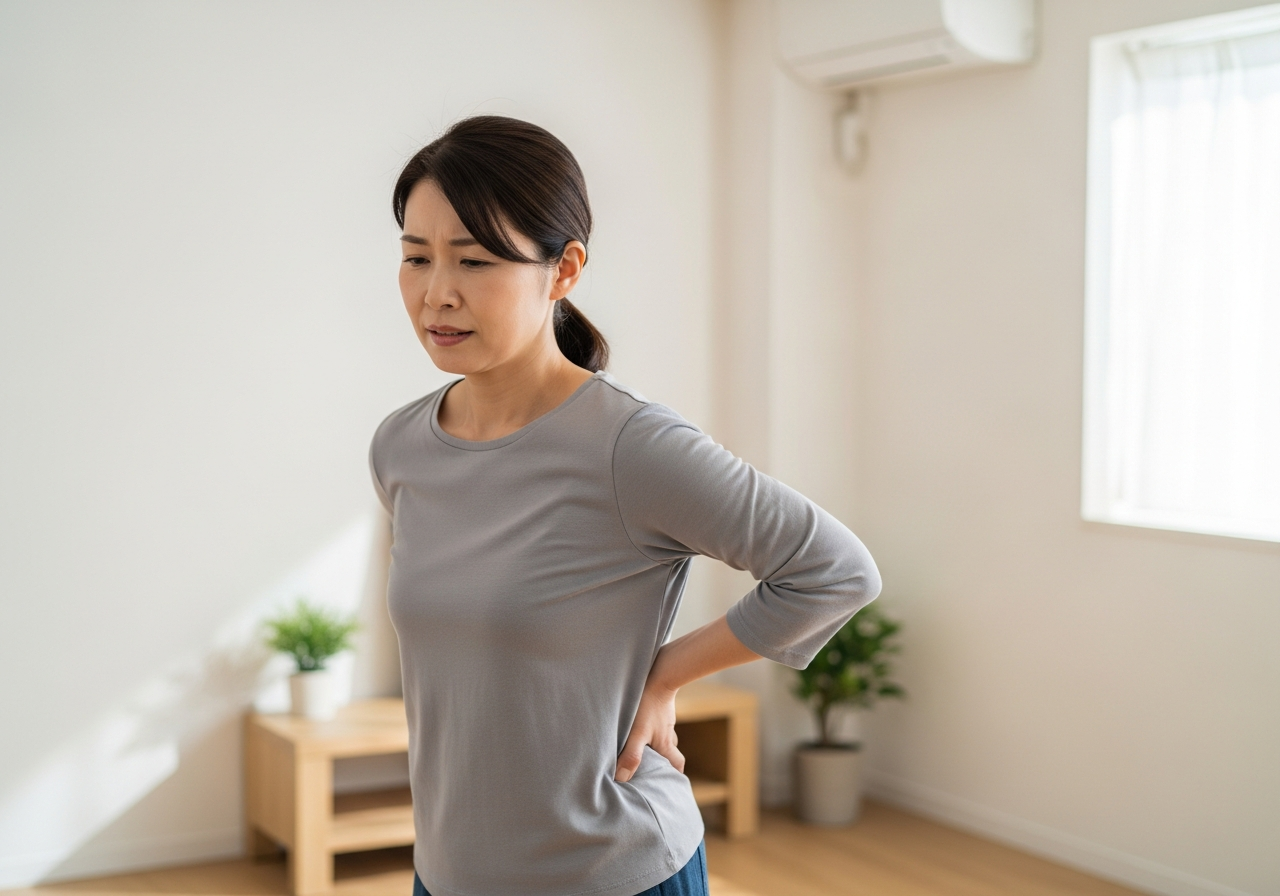 腰の重さや痛みに悩む50代の女性