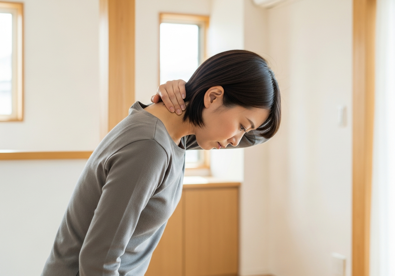 姿勢の崩れが気になる30代の女性